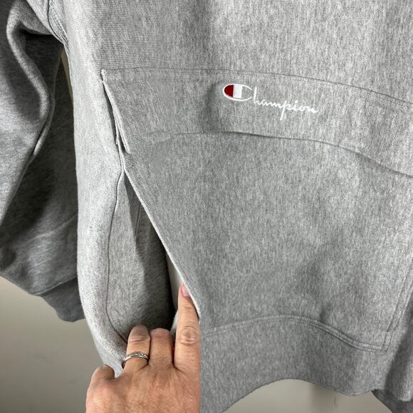Champion Reverse Weave Boxy Anorak Hoodie Unisex 2XL Gray Oversized Quarter Zip - Picture 9 of 16